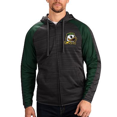 Men's G-III Sports by Carl Banks Black Oregon Ducks Neutral Zone Raglan Full-Zip Track Jacket Hoodie