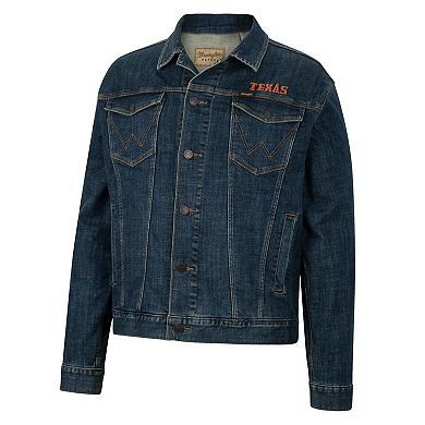 Men's Colosseum x Wrangler Navy Texas Longhorns Retro Button-Up Denim Jacket