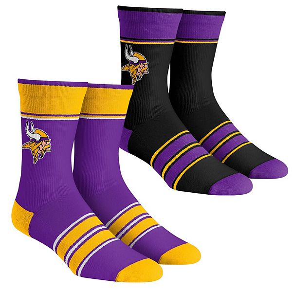 Youth Rock Em Socks Minnesota Vikings MultiStripe 2Pack Team Crew