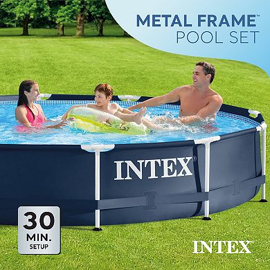 Intex Metal Frame 12' x 30" Round Above Ground Outdoor Swimming Pool with Pump