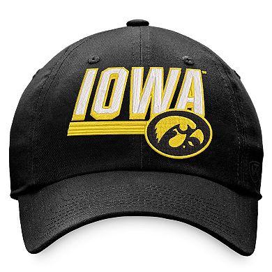 Men's Top of the World Black Iowa Hawkeyes Slice Adjustable Hat