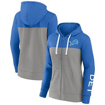 Women's Fanatics Branded Blue/Silver Detroit Lions Take The Field Color Block Full-Zip Hoodie