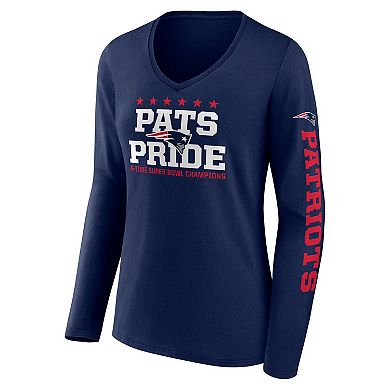 Women's Fanatics Branded Navy New England Patriots Hometown Sweep Long Sleeve V-Neck T-Shirt