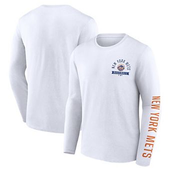 Men's Fanatics Branded White New York Mets Pressbox Long Sleeve T-Shirt