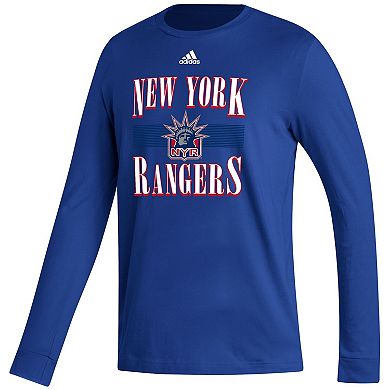 Men's adidas Royal New York Rangers Reverse Retro 2.0 Fresh Playmaker Long Sleeve T-Shirt