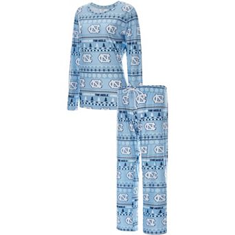 Women's Concepts Sport Carolina Blue North Carolina Tar Heels Holiday Long Sleeve T-Shirt and Pants Sleep Set