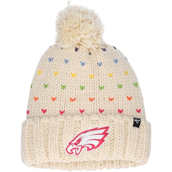 Girls Youth '47 Cream Philadelphia Eagles Sprinkles Cuffed Knit Hat with Pom