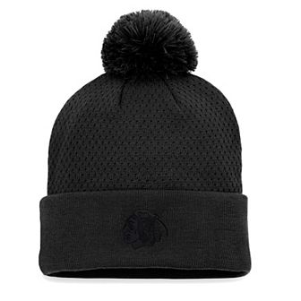 Women's Fanatics Branded Black Chicago Blackhawks Authentic Pro Road Cuffed Knit Hat with Pom