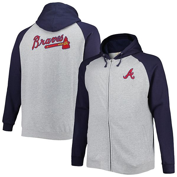 Men's Navy/White Atlanta Braves Big & Tall Pullover Sweatshirt