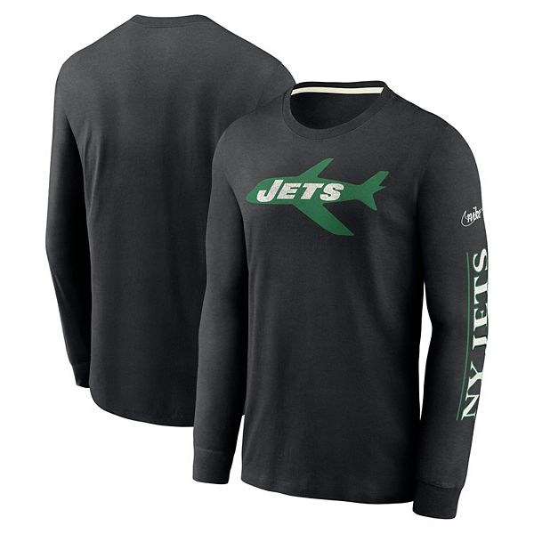 New York Jets Neutral Colour Wordmark Long Sleeve T-Shirt - Mens