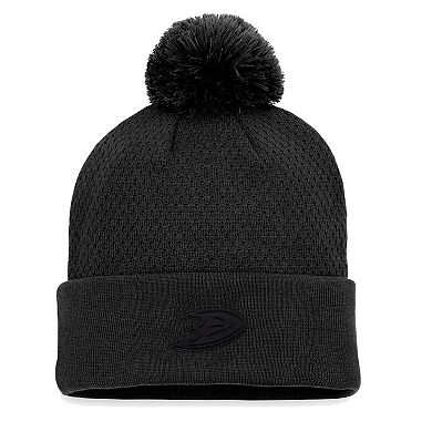 Women's Fanatics Branded Black Anaheim Ducks Authentic Pro Road Cuffed Knit Hat with Pom