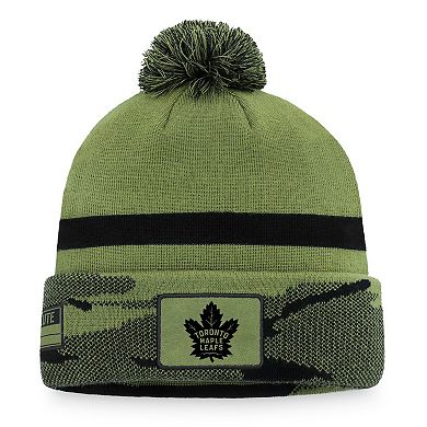 Men's Fanatics Branded Camo Toronto Maple Leafs Military Appreciation Cuffed Knit Hat with Pom