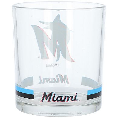 Miami Marlins Banded Rocks Glass