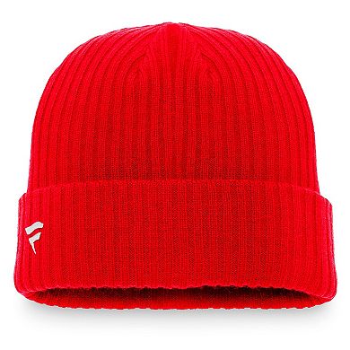 Men's Fanatics Branded Red Carolina Hurricanes Core Primary Logo Cuffed Knit Hat