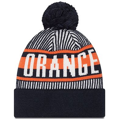 Men's New Era  Navy Syracuse Orange Logo Striped Cuff Knit Hat with Pom
