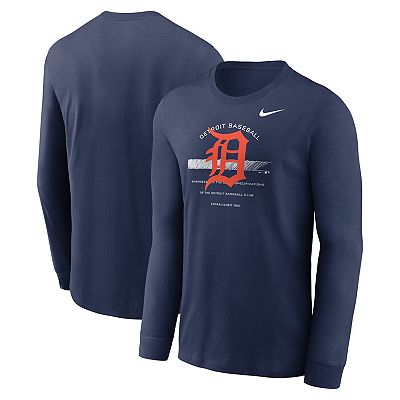 Men s Nike Navy Detroit Tigers Over Arch Performance Long Sleeve T Shirt