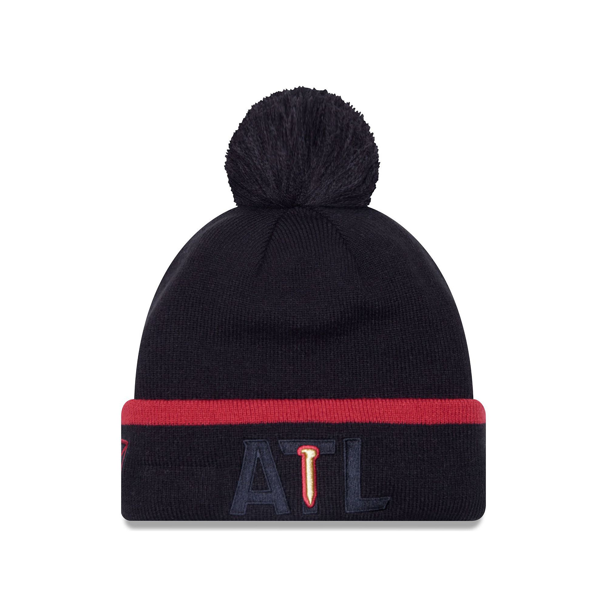Mens New Era Black Atlanta United FC Wordmark Kick Off Cuffed Knit Hat wit