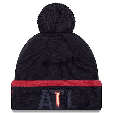 Men's New Era Black Atlanta United FC Wordmark Kick Off Cuffed Knit Hat with Pom