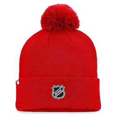 Women's Fanatics Branded Red Detroit Red Wings Authentic Pro Road Cuffed Knit Hat with Pom