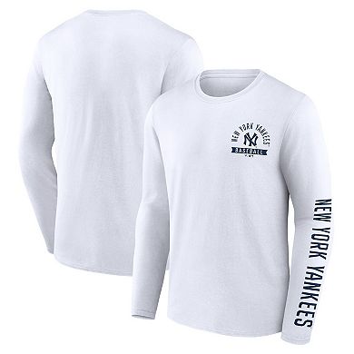 Men's Fanatics Branded White New York Yankees Pressbox Long Sleeve T-Shirt