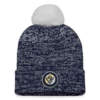 Women's Fanatics Branded Navy Winnipeg Jets Glimmer Cuffed Knit Hat with Pom
