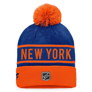 Men's Fanatics Branded Blue/Orange New York Islanders Authentic Pro Alternate Logo Cuffed Knit Hat with Pom