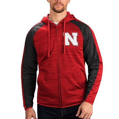 Men's G-III Sports by Carl Banks Scarlet Nebraska Huskers Neutral Zone Raglan Full-Zip Track Jacket Hoodie