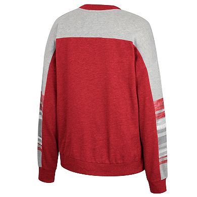 Women's Colosseum Crimson/Heather Gray Oklahoma Sooners Baby Talk Pullover Sweatshirt