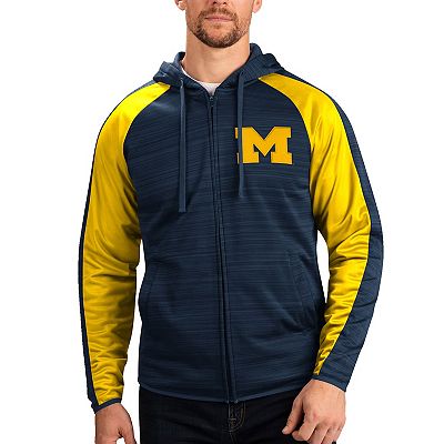 Men s G III Sports by Carl Banks Navy Michigan Wolverines Neutral Zone Raglan Full Zip Track