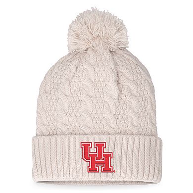 Women's Top of the World Cream Houston Cougars Pearl Cuffed Knit Hat with Pom