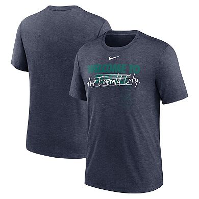 Men's Nike Heather Navy Seattle Mariners Home Spin Tri-Blend T-Shirt