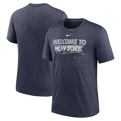 Men's Nike Heather Navy New York Yankees Home Spin Tri-Blend T-Shirt