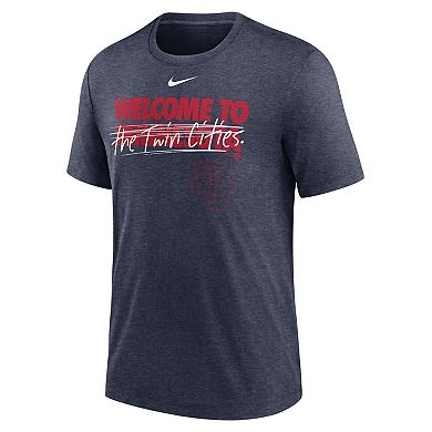 Men's Nike Heather Navy Minnesota Twins Home Spin Tri-Blend T-Shirt