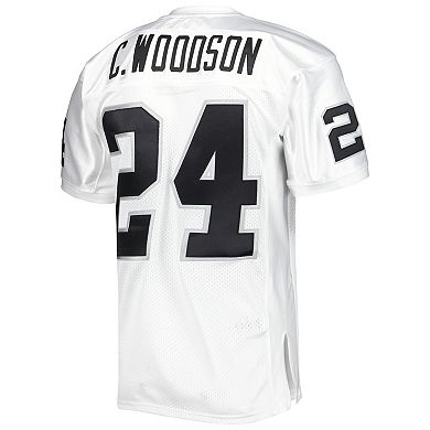 Men's Mitchell & Ness Charles Woodson White Las Vegas Raiders 2002 Authentic Throwback Retired Player Jersey