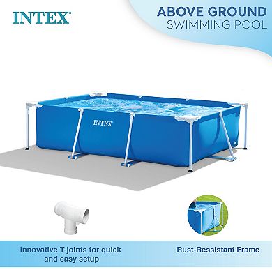 Intex 8.5ft x 26in Rectangular Frame Above Ground Backyard Swimming Pool, Blue