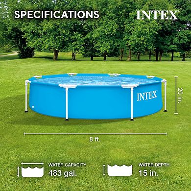 Intex 28205EH 8' X 20" Rust Resistant Durable Steel Metal Frame Swimming Pool