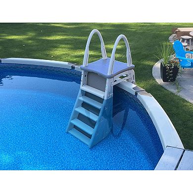 Confer Plastics Roll-guard Adjustable 48-56" A-frame Pool Safety Ladder, Gray