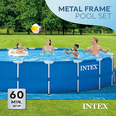 Intex 28253EH 18ft x 48in Metal Frame Above Ground Pool Set with Pump & Cover