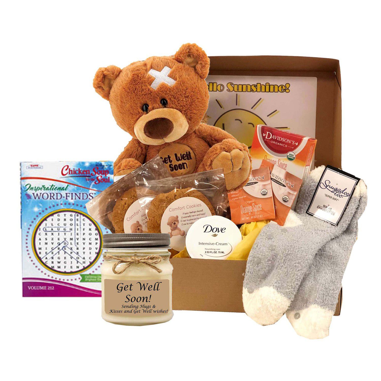 GBDS Hugs & Kisses Get Well Care Package- get well soon gifts for women -  get well soon gift basket - 1 Basket