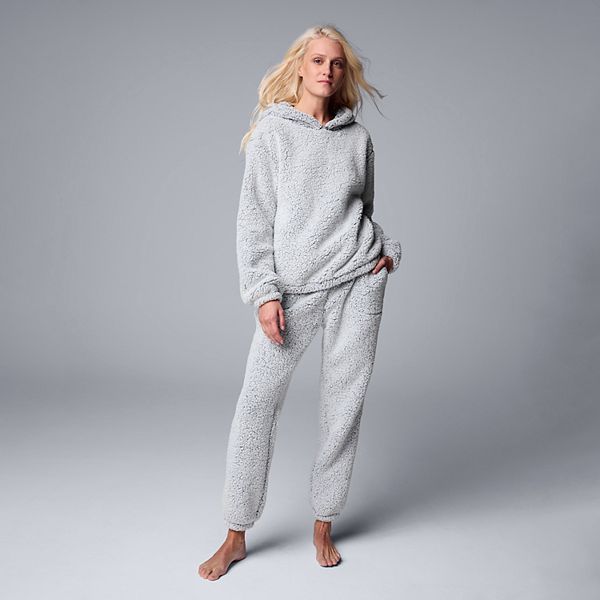 Women's Simply Vera Vera Wang Sherpa Hooded Top & Jogger Set