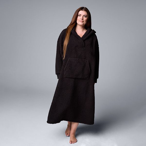 Plus Size Simply Vera Vera Wang Sherpa Faux Fur Hooded Long Sleeve Lounger