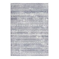 GlowSol Grey 5 ft. x 7 ft. Vintage Geometric Tribal Machine Washable Area Rug, Gray