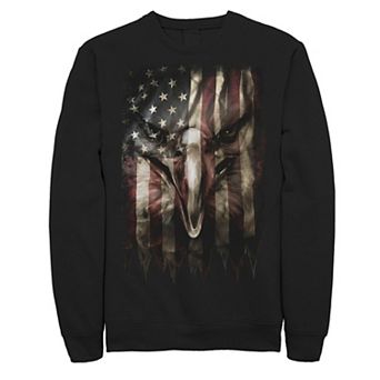 Men's Bald Eagle Face In Flag Sweatshirt