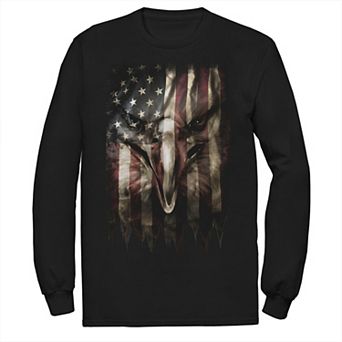 Men's Bald Eagle Face In Flag Tee