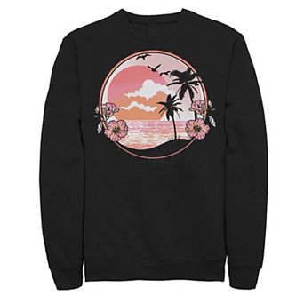 Men's Pink Retro Beach Scenery Sweatshirt