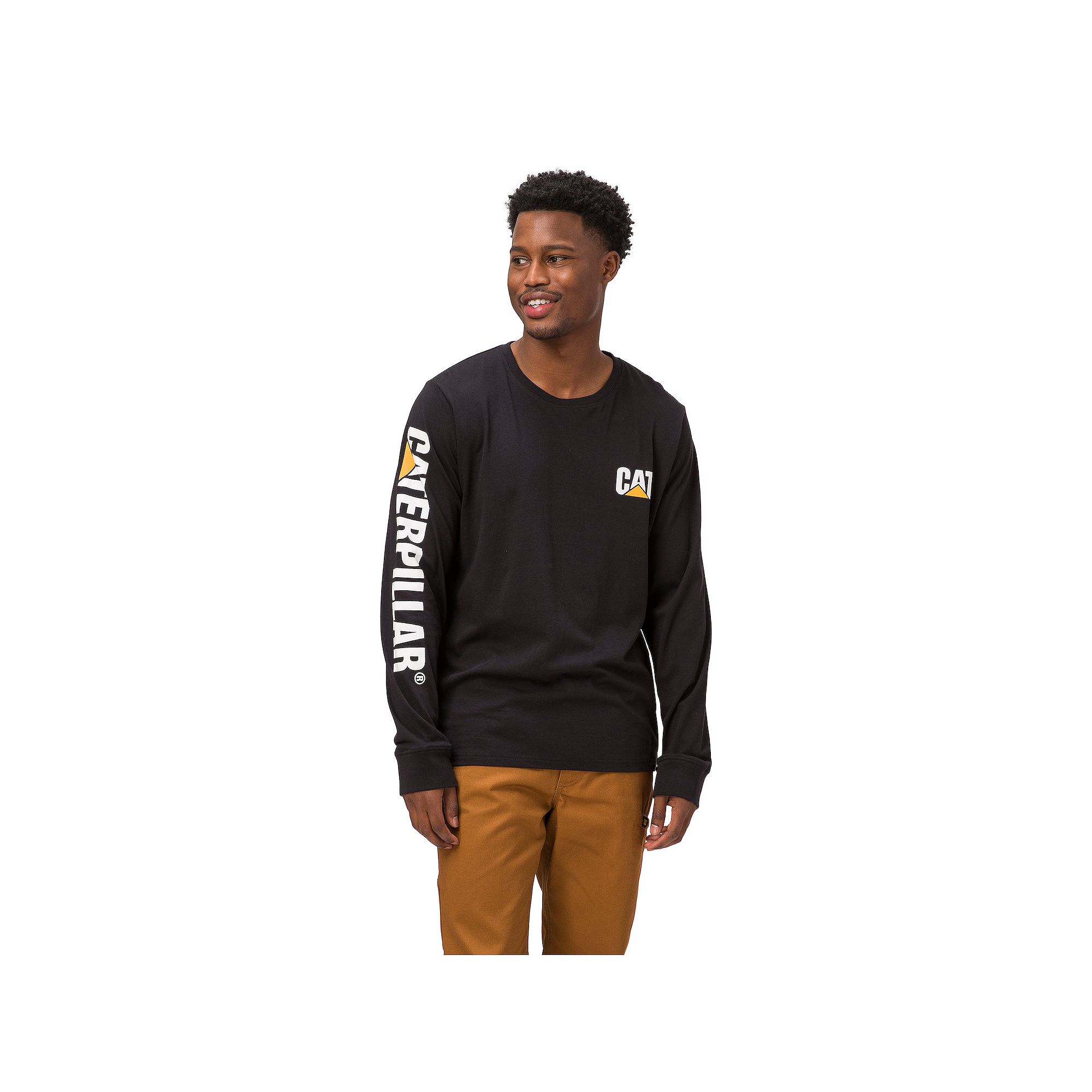 Mens Caterpillar CAT Foundation Trademark Banner Long Sleeve Tee, Size: Me