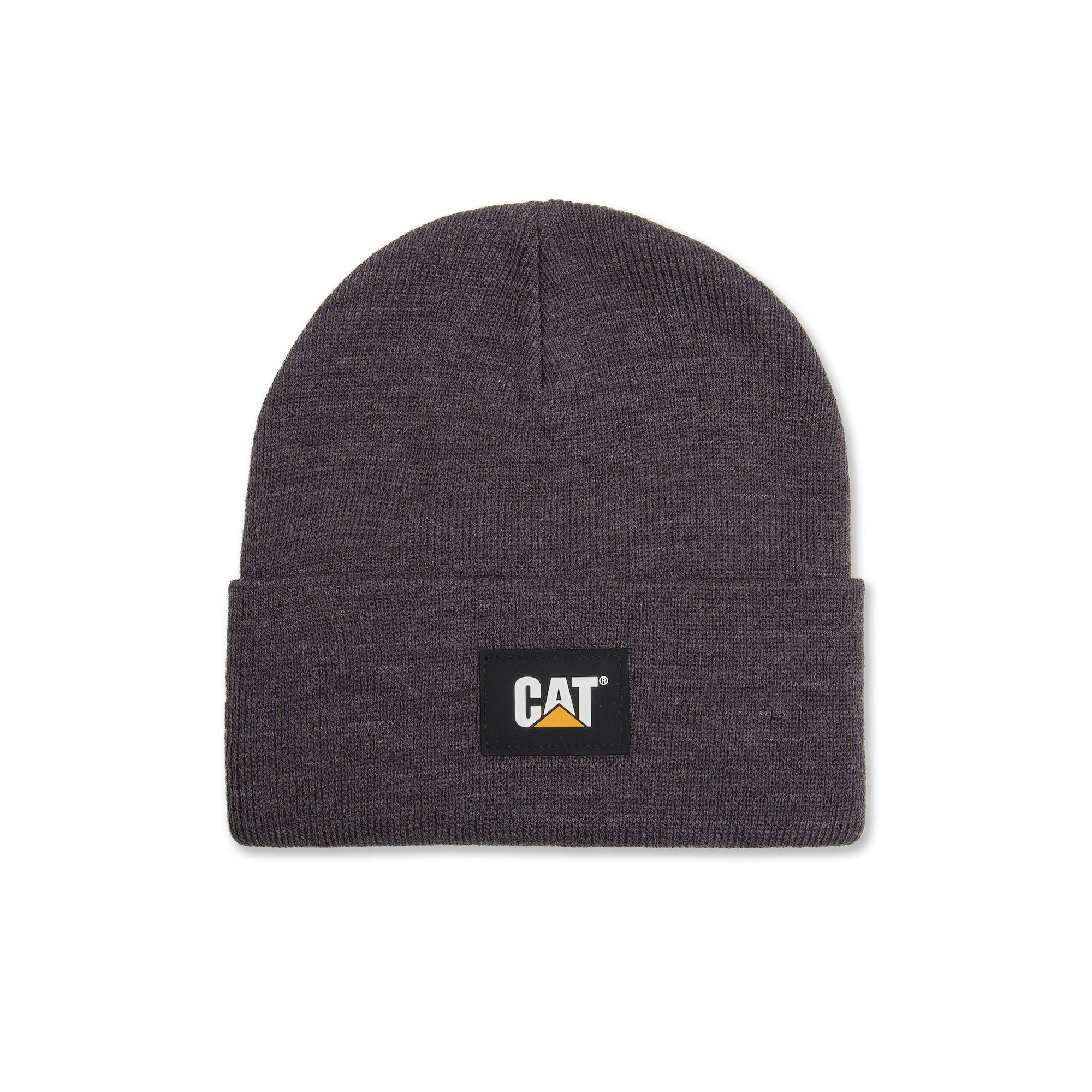 Caterpillar Cat Label Cuff Beanie, Dark Grey Gray
