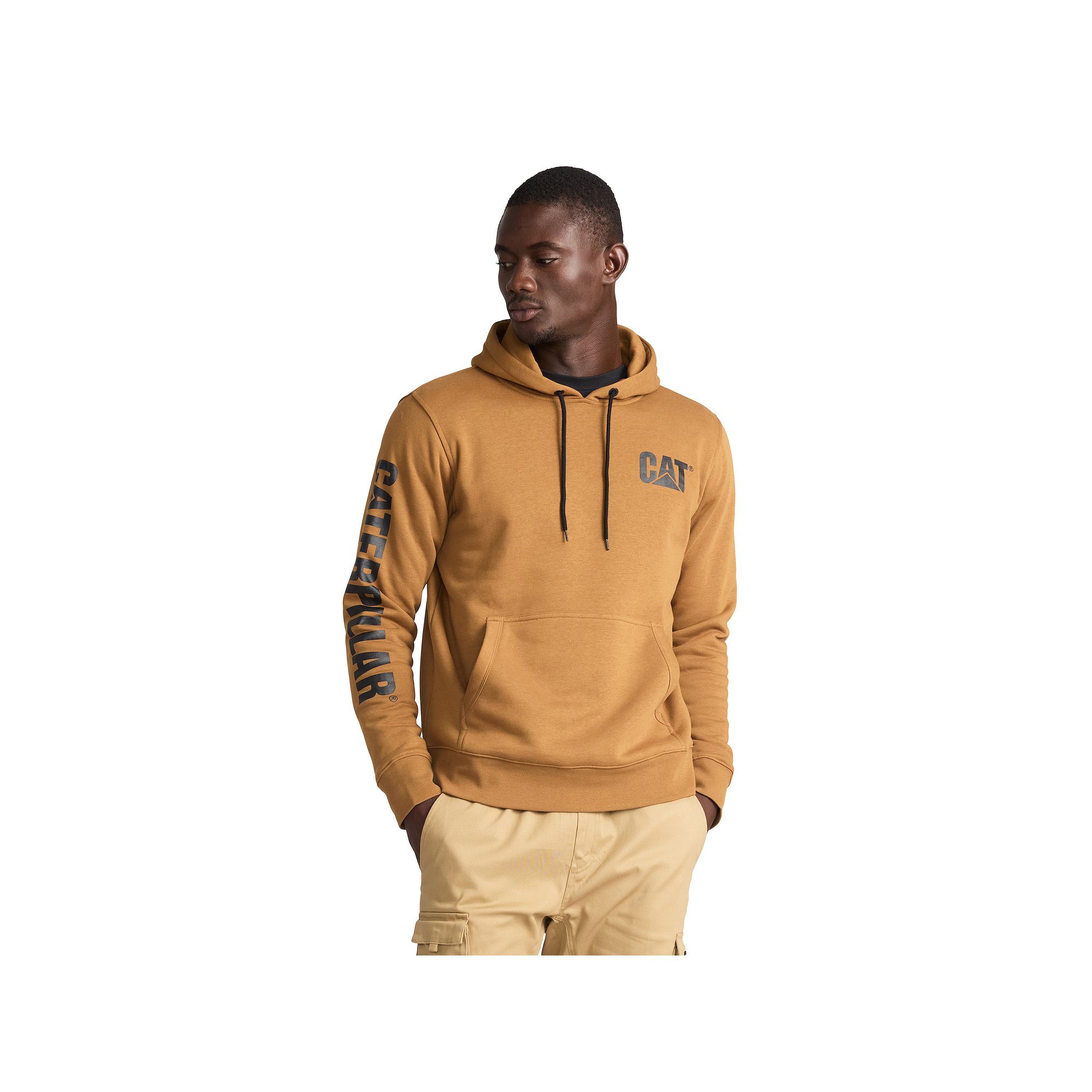 Caterpillar Cat Foundation Trademark Banner Hood Sweatshirt, Mens, Size: X