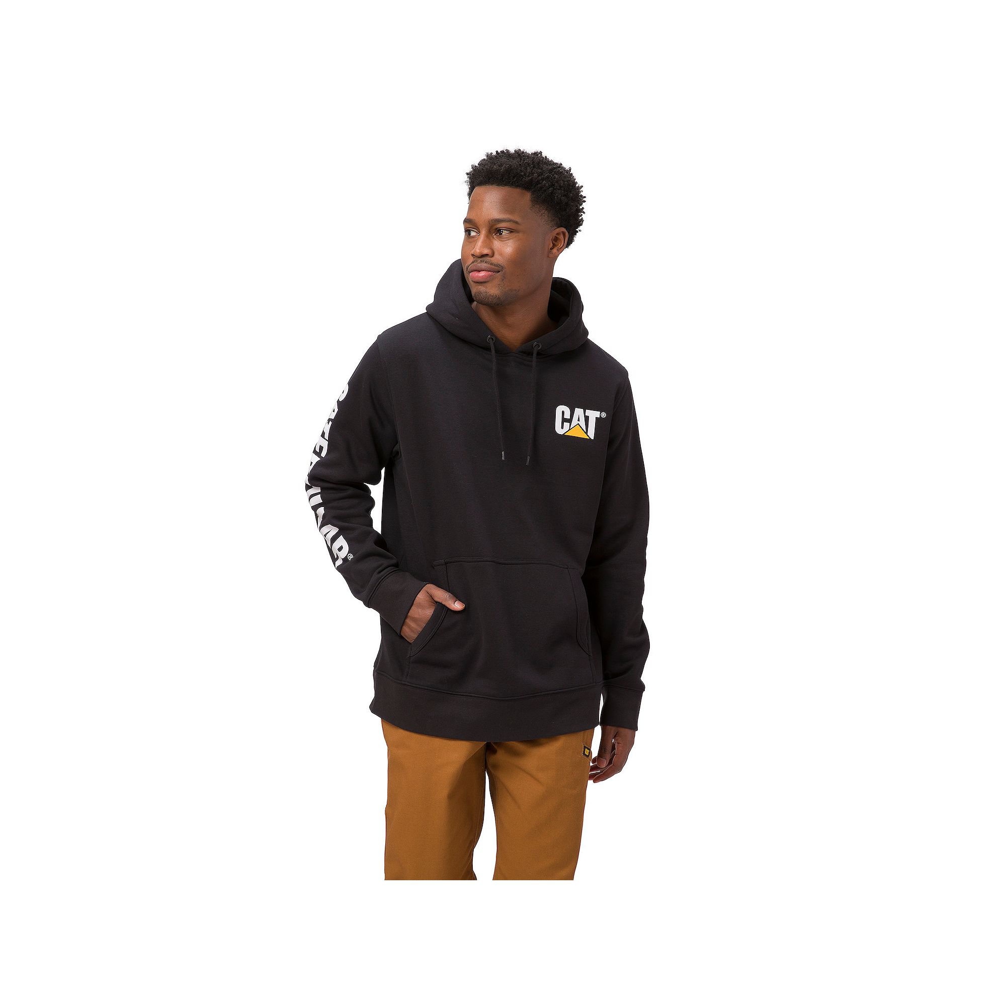 Caterpillar Cat Foundation Trademark Banner Hood Sweatshirt, Mens, Size: S