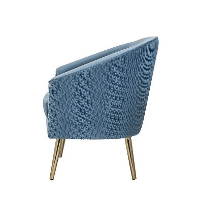 Accent Chair with Velvet Upholstery and Metal Legs, Blue
